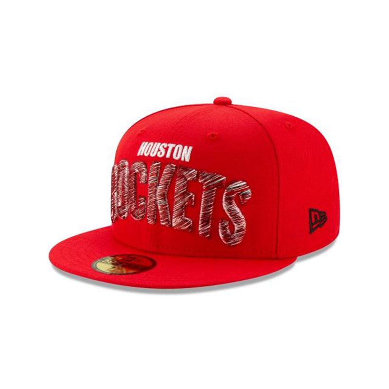 NBA Houston Rockets Raised Threads 59Fifty Fitted (ZXJ5799) - Red New Era Caps